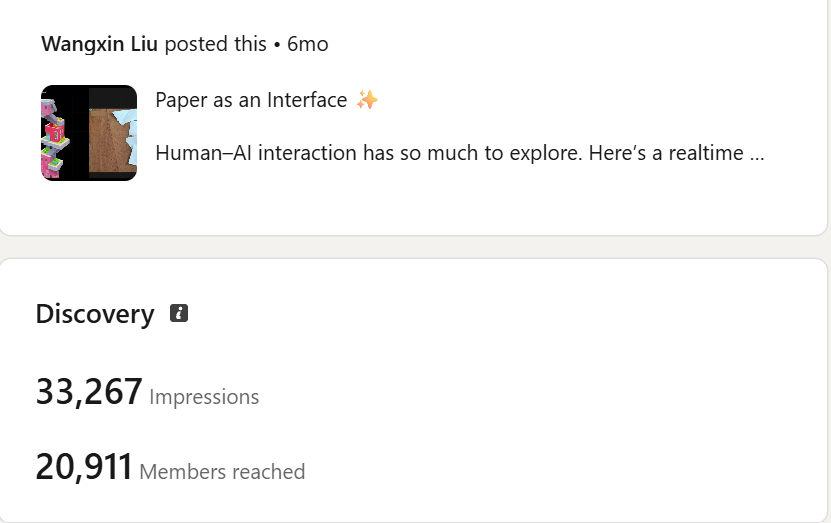 LinkedIn Discovery — impressions and members reached for Paper as an Interface