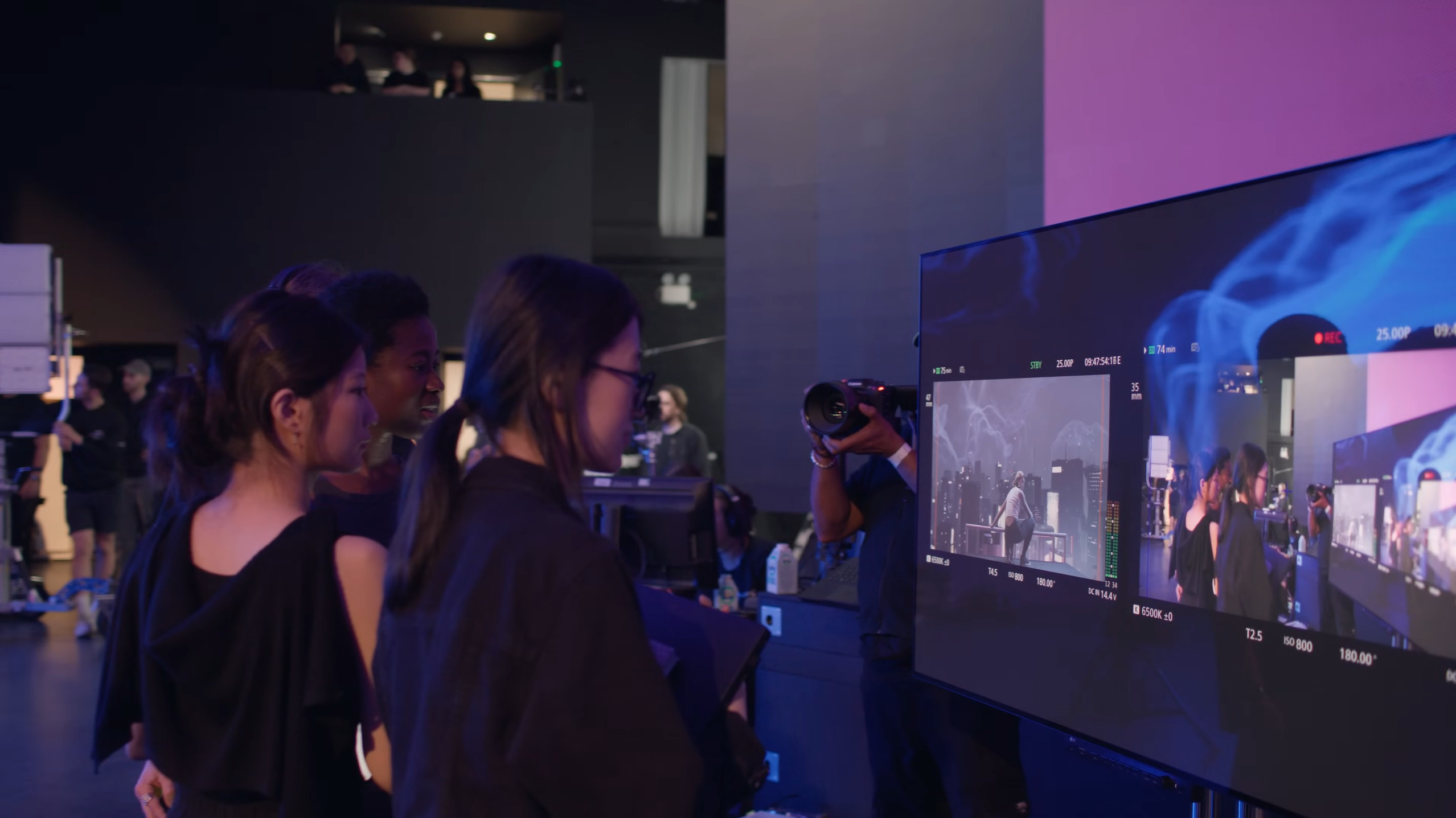 Behind the scenes — VP monitors during the shoot